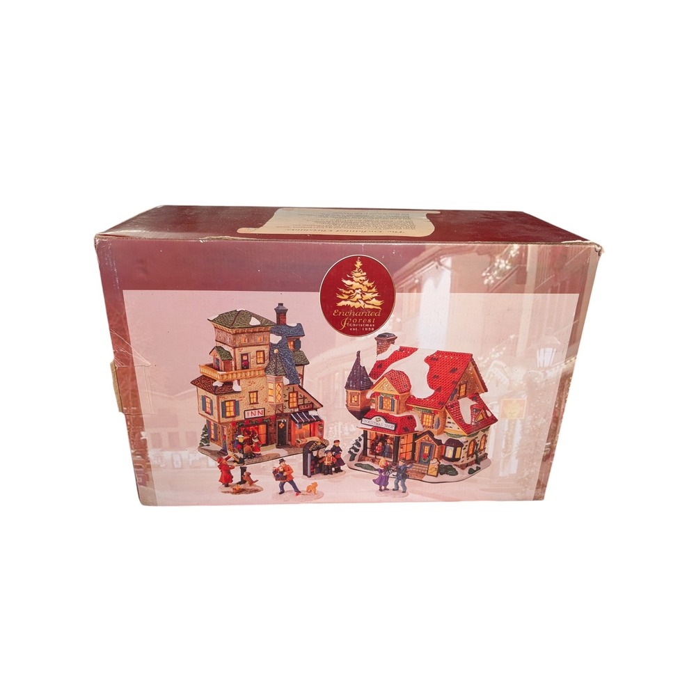 Enchanted Forest 6 Piece Porcelain Lighted Christmas Village Set Fiber Optic